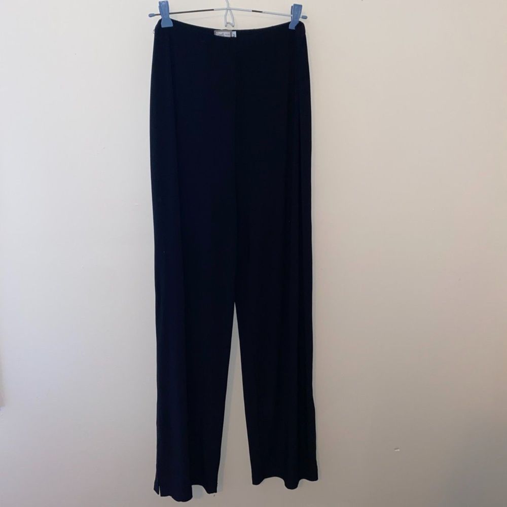 Sympli The best black stretch elastic waist pants side slit leg size 12